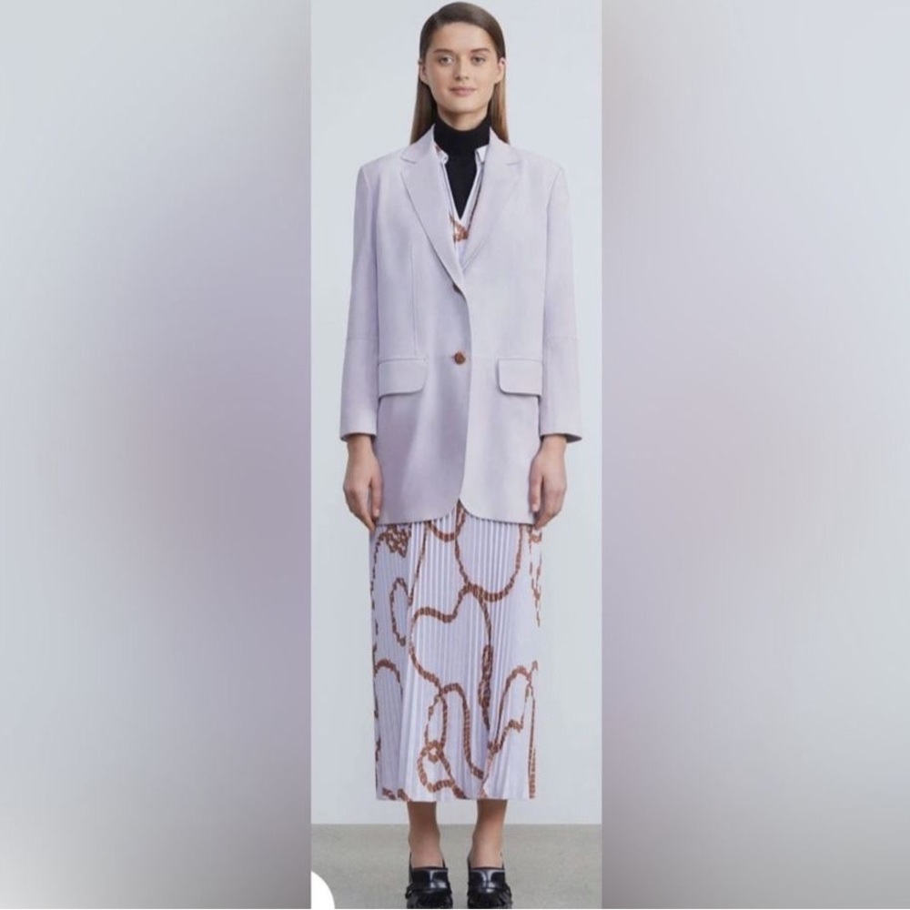 Lafayette 148 New York Purple Aster Printed Plisse Dress